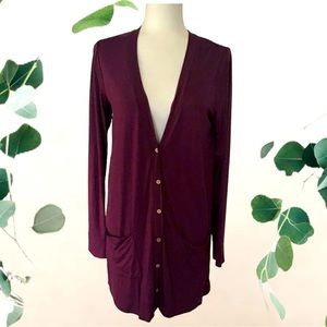 Agnes & Dora Lightweight Jacket Plum Long Sleeves Button Front Pockets Size S